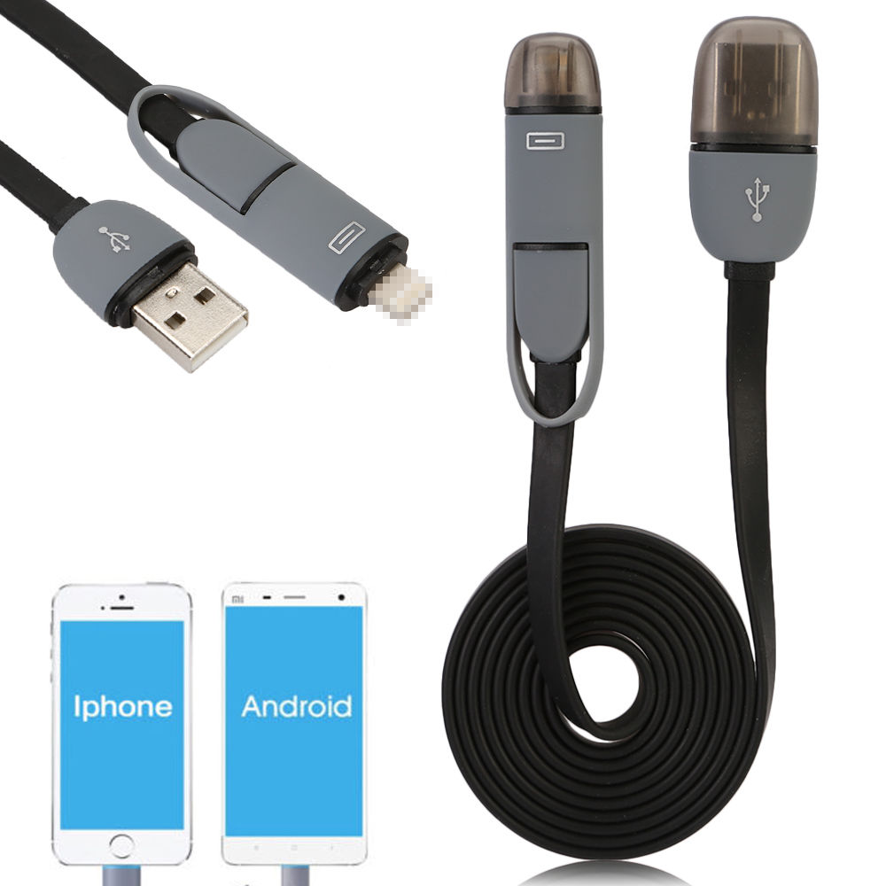 USB SYNC Dual Cable Charger Data Cord for iPhone 6/S/Plus 5 iPad Pro