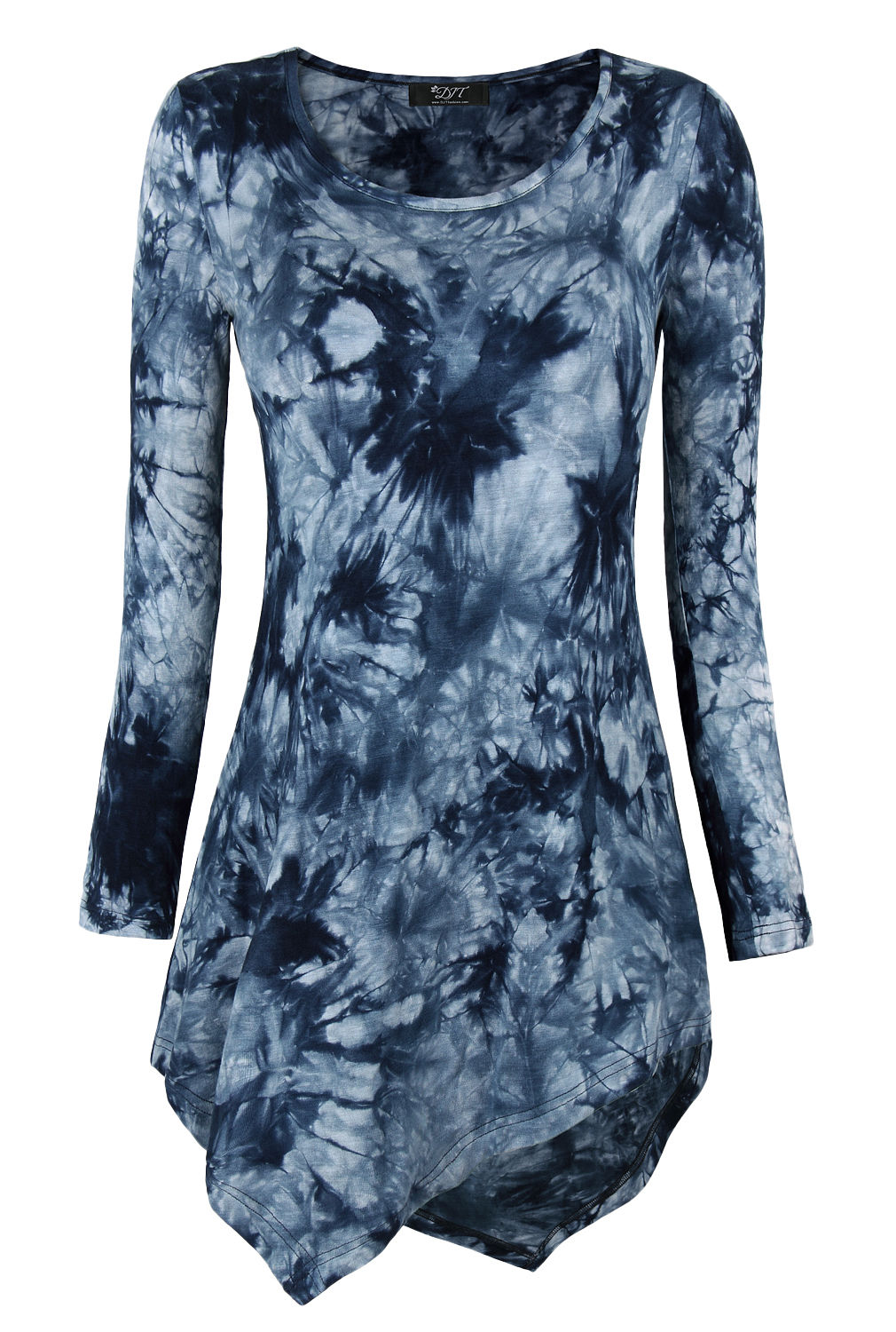 Women TieDye Plus Size Tops Long Sleeve Round Neck Tunics Jersey