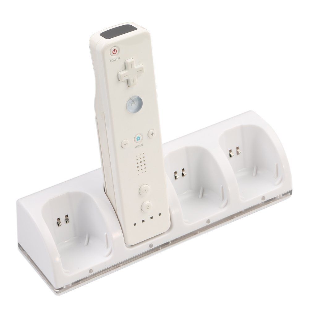 4 X WHITE Rechargeable Battery pack + Docking for Wii Remote Controller