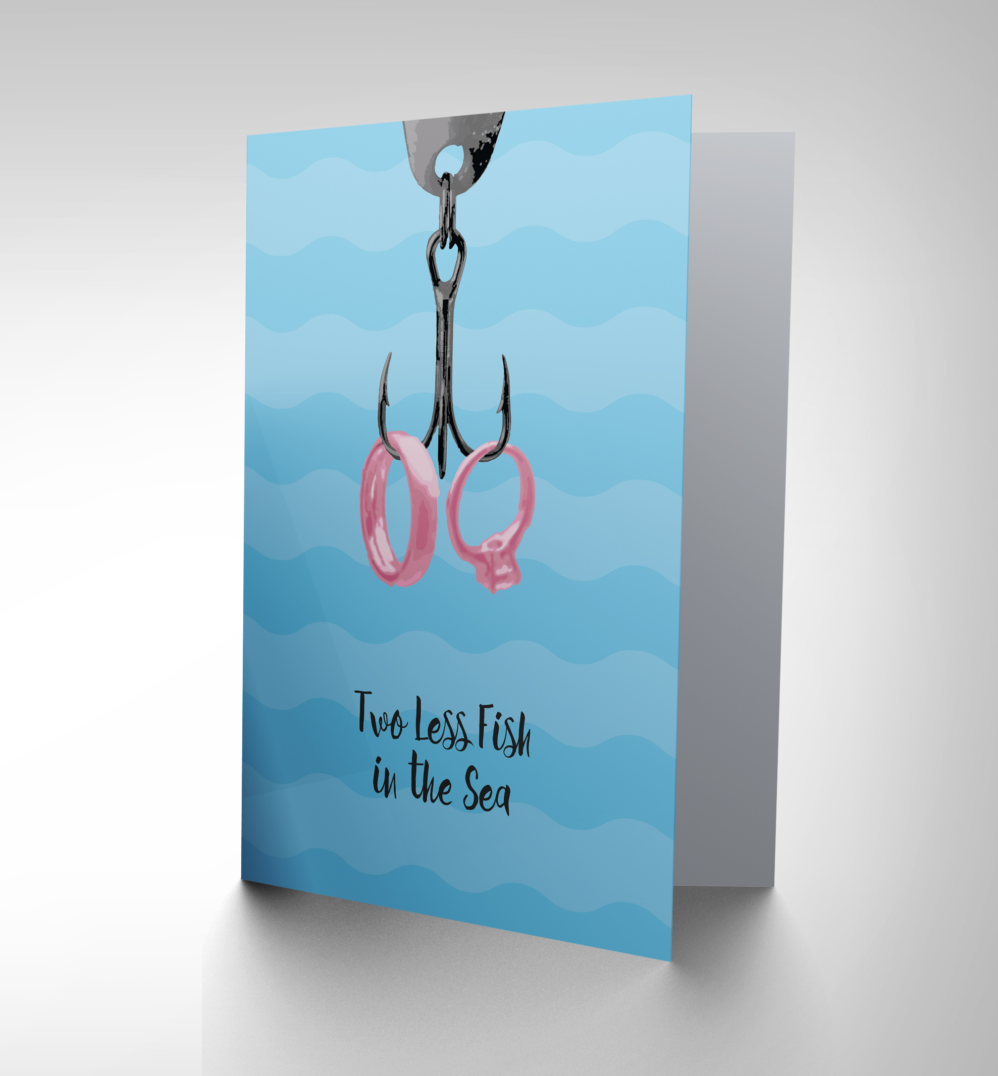 CARD WEDDING MARRIAGE FISHING HOOK FISH SEA FUN GIFT CP2790
