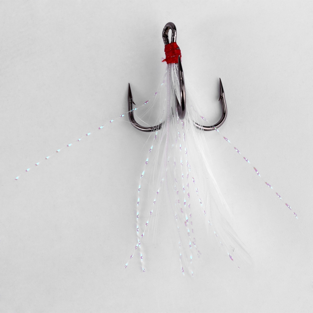 20pcs Stainless Steel Lures Fishing Treble Hooks with Feather 3 Modes