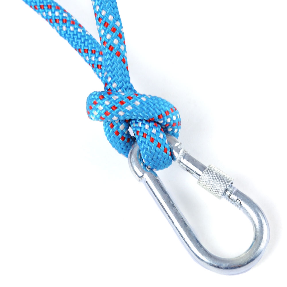 10m Dynamic Polyester Rope with Two Hooks for Mountain Rock Climbing