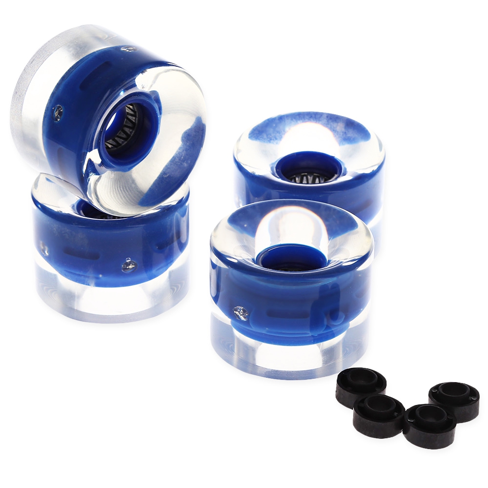 4pcs LED Skateboard Longboard Wheels Set 60 x 45mm Cruiser Smooth Ride