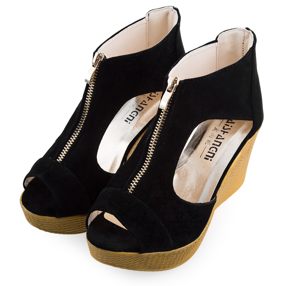 New Women's High Heel Wedge Sandal Open Toe Shoe Platform Zipper Pump