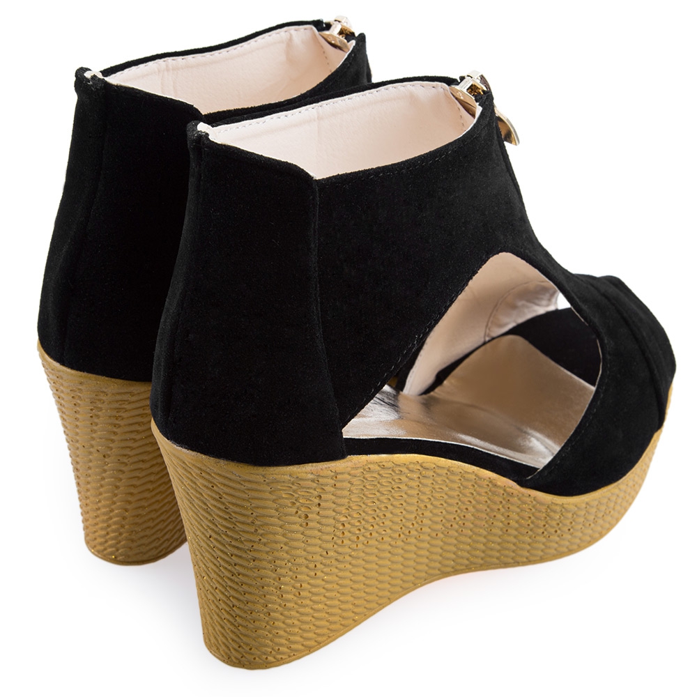 New Women's High Heel Wedge Sandal Open Toe Shoe Platform Zipper Pump