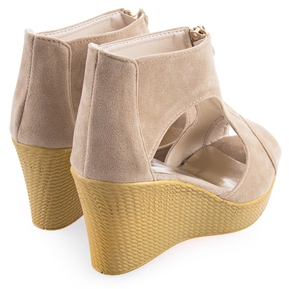 New Women's High Heel Wedge Sandal Open Toe Shoe Platform Zipper Pump