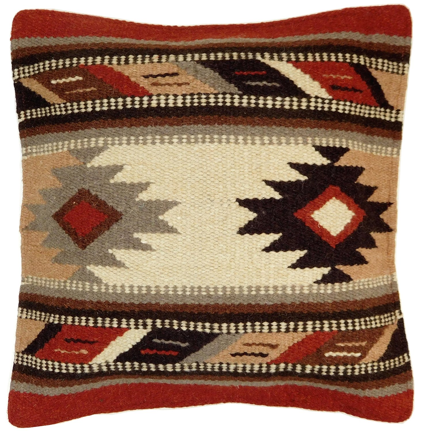 El Paso Designs HandWoven Wool Pillow Cover, 18 X 18, Native American