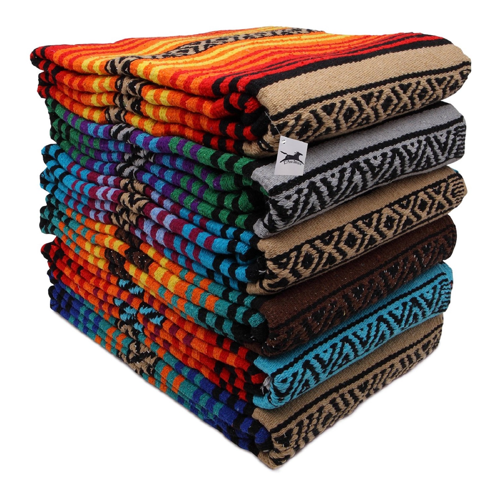Peyote Falsa Stripe Hippie Blanket, HandWoven Acrylic,El Paso Designs