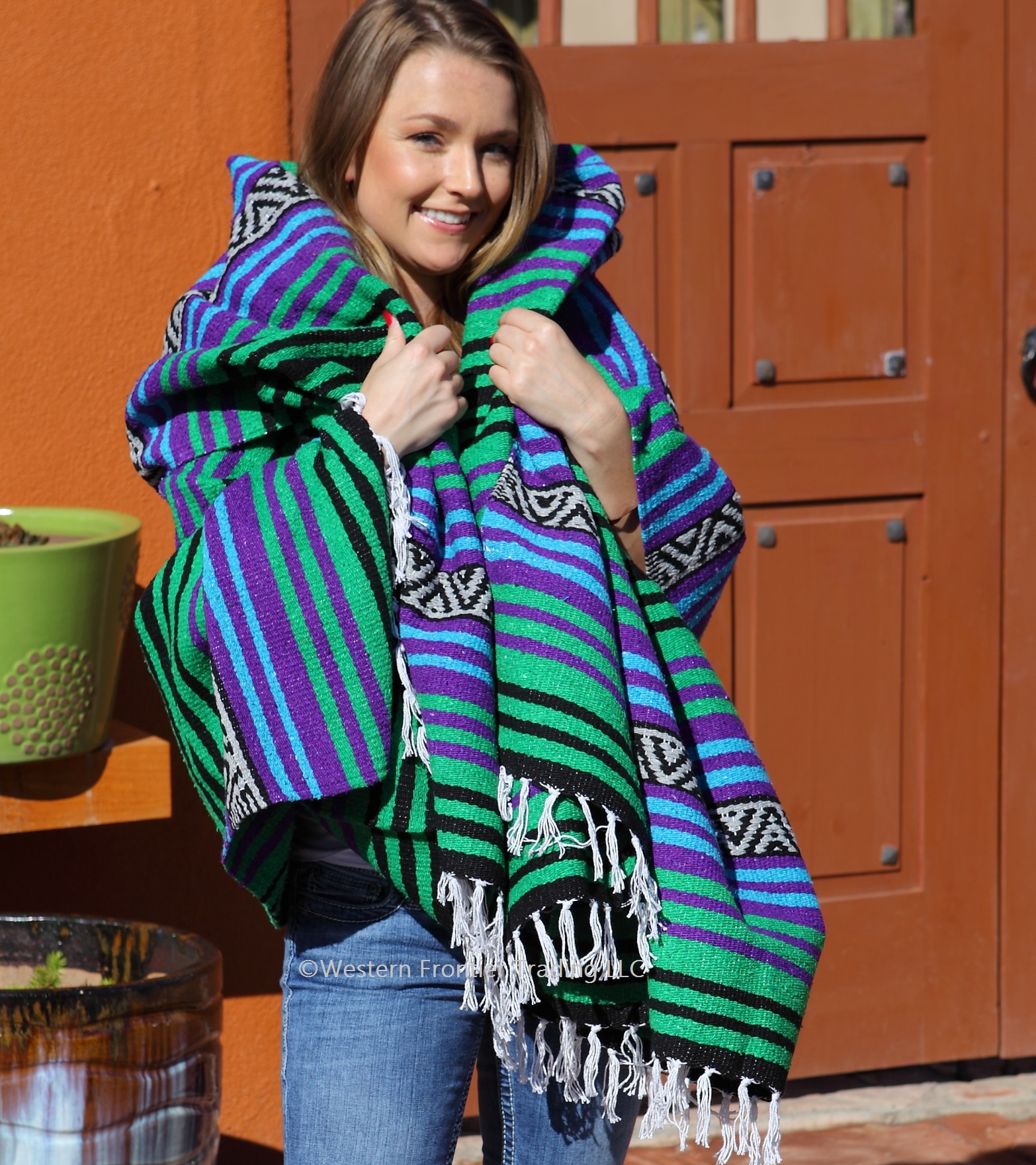 Peyote Falsa Stripe Hippie Blanket, HandWoven Acrylic,El Paso Designs