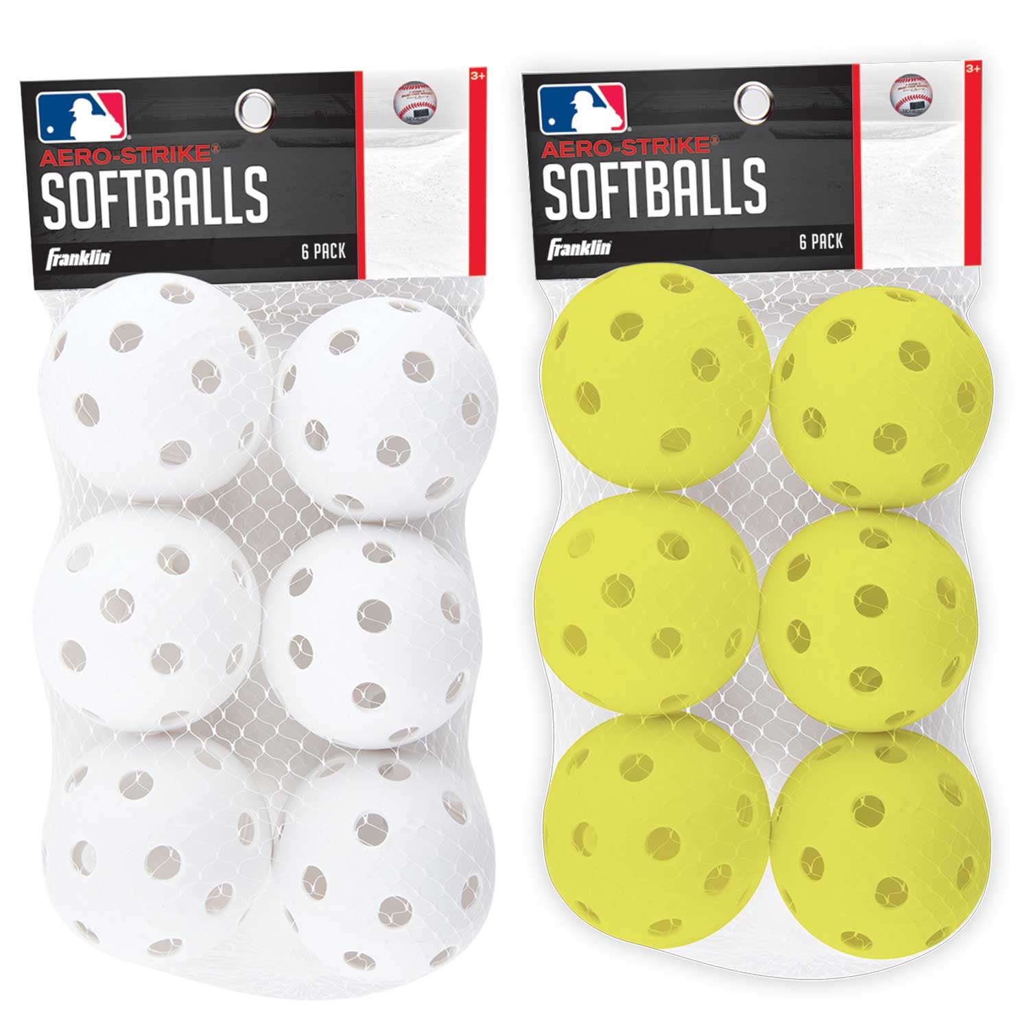 Franklin Sports AeroStrike Softball Plastic Training Balls 6pc, Colors