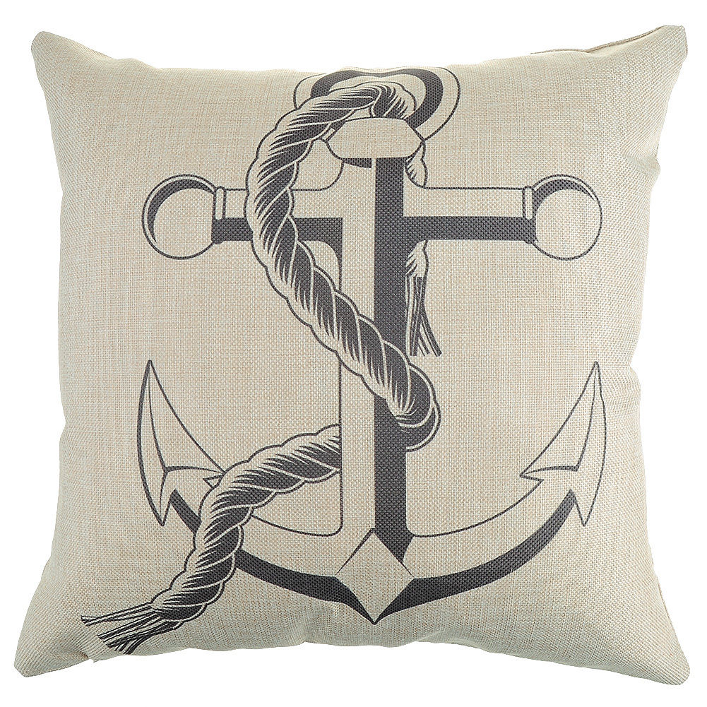 Nautical Style Anchors Pattern Cushion Cover Sofa Waist Cotton Linen