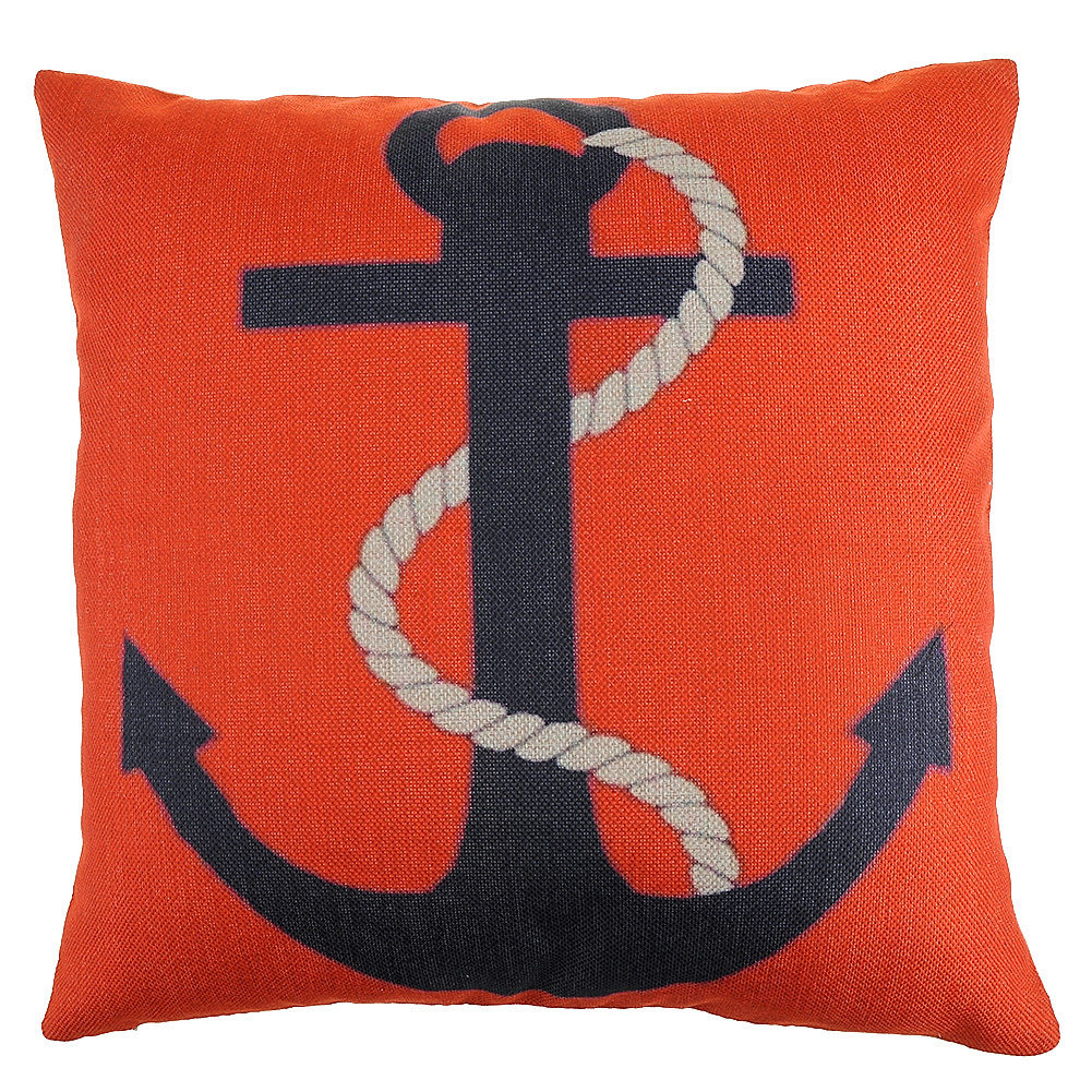 Nautical Style Anchors Pattern Cushion Cover Sofa Waist Cotton Linen