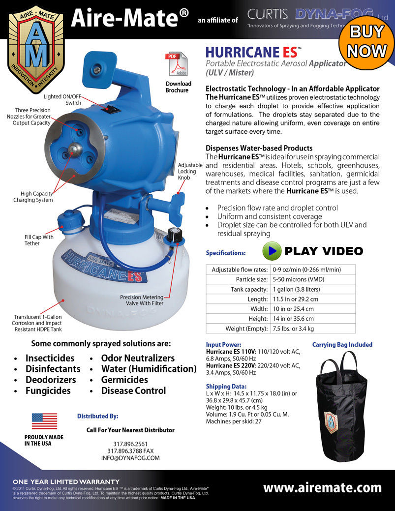 Hurricane Fogger ES ElectroStatic Small Size Bug Insect Stable Lawn