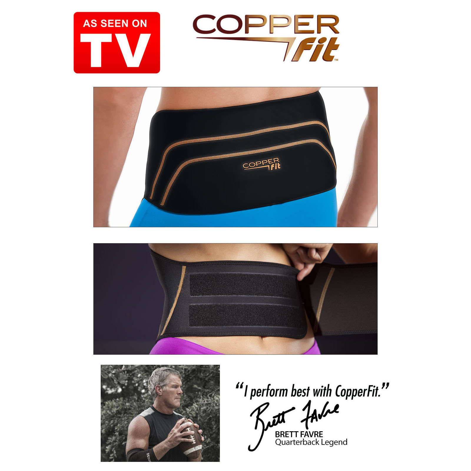 Copper Fit Back Pro As Seen On TV Compression Lower Lumbar Support Belt