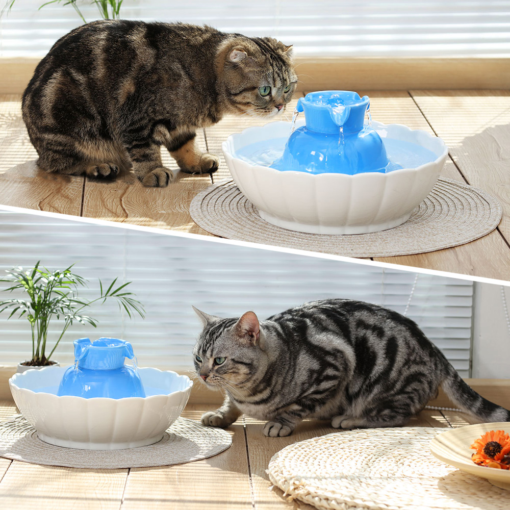 Ceramic Automatic Electric Lotus Pet Water Fountain for Dog Cat