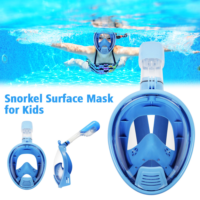 KIDS CHILDREN XS SURFACE SNORKELING MASK FULL FACE SNORKEL GOGGLES FOR