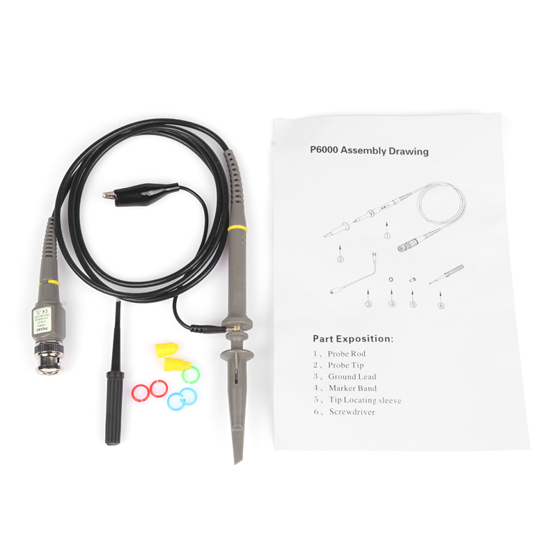 P6040 40MHZ X10 X1 Probe Oscilloscope Probe Wire Kit Retractable Hook