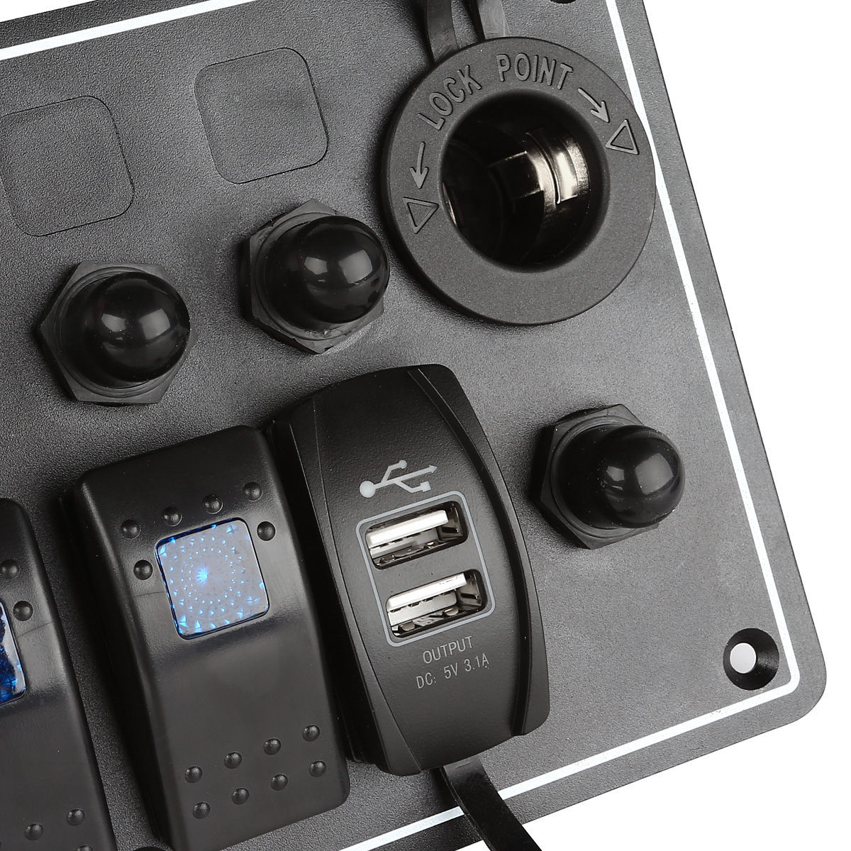 New Boat Marine Waterproof 4 Gang LED Rocker Switch Panel & Circuit