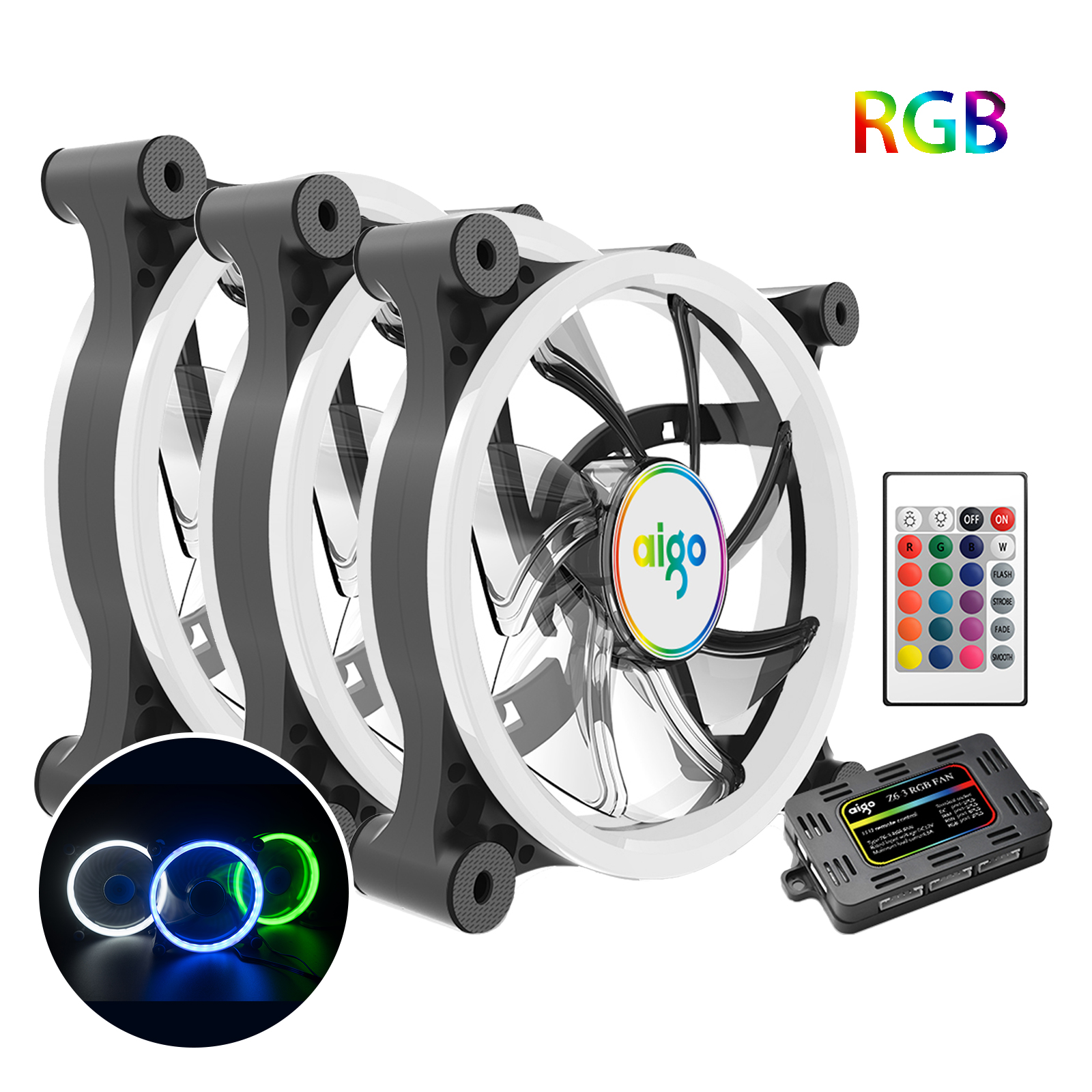aigo 3 pack computer pc cooling fan rgb adjust led 120mm ir remote ebay aigo 3 pack computer pc cooling fan rgb adjust led 120mm ir remote ebay