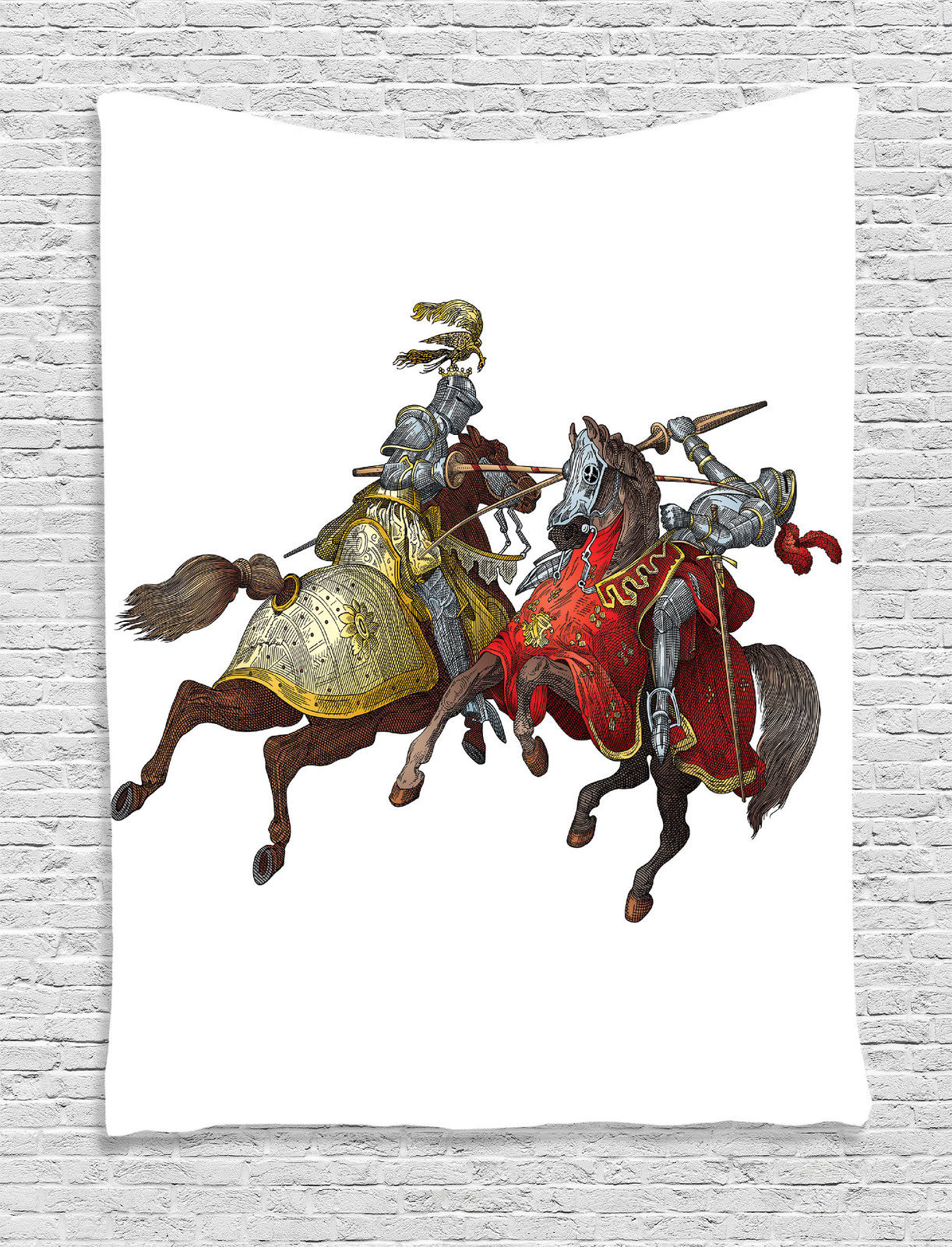 Middle Age Knights with Ancient Armor Costume Illustration Wall Hanging