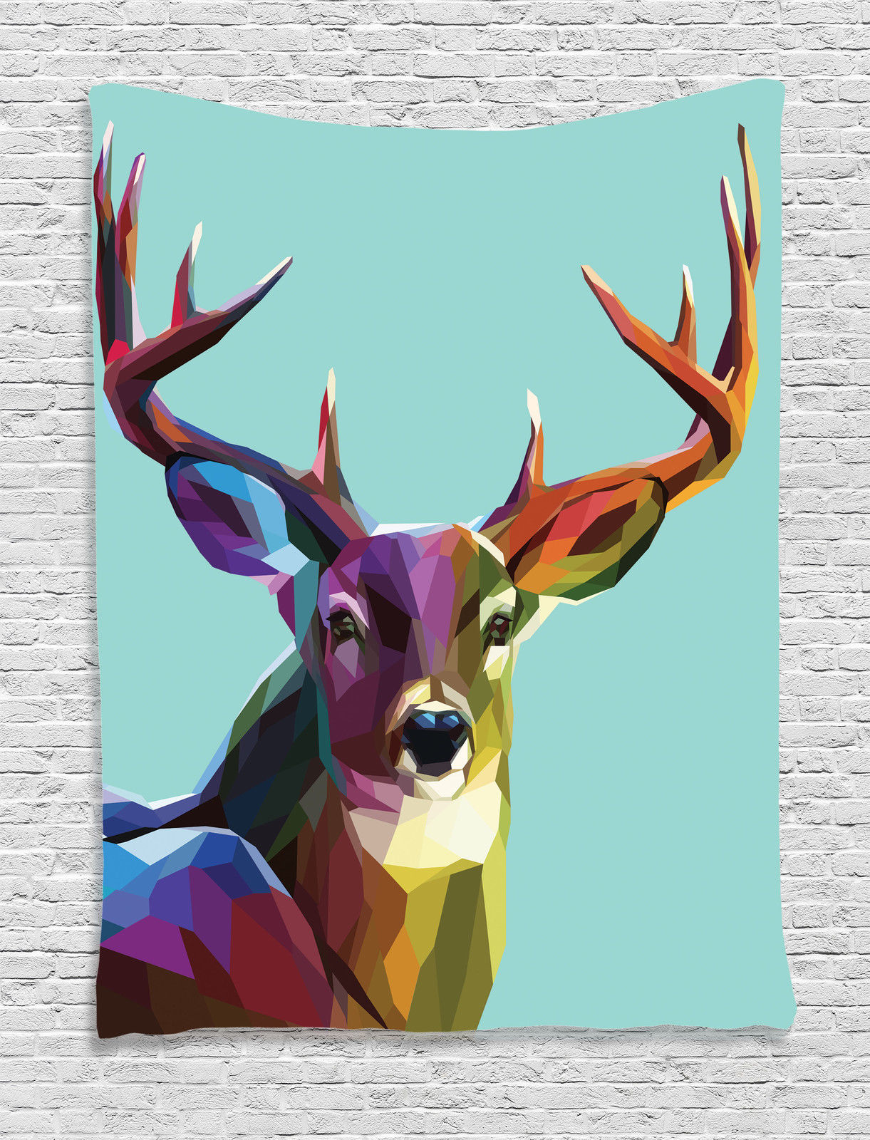 Modern Style Image Deer Abstract Triangle Retro Art Print Wall Hanging