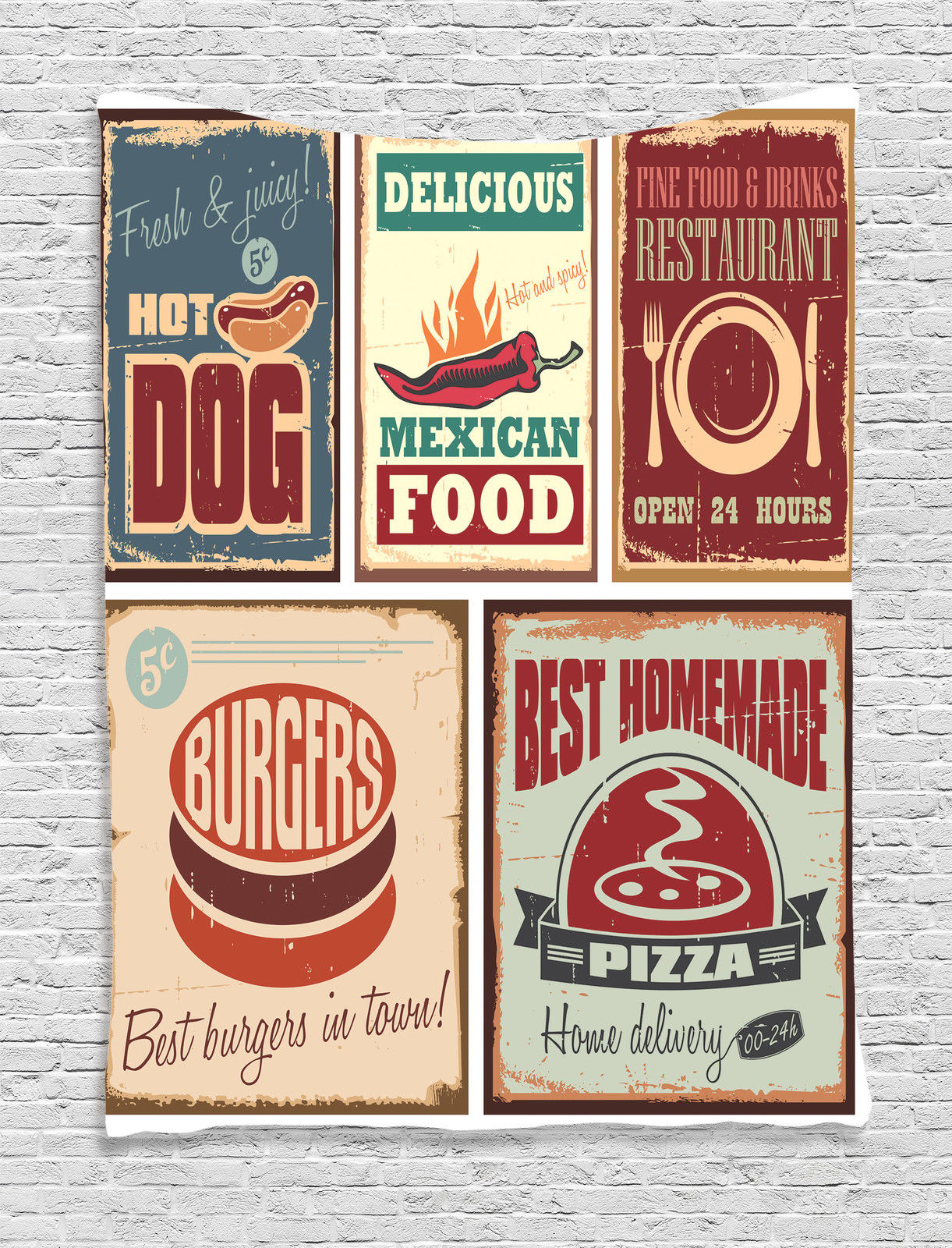 Vintage Food Poster Images American Food 50's Theme Print Wall Hanging ...