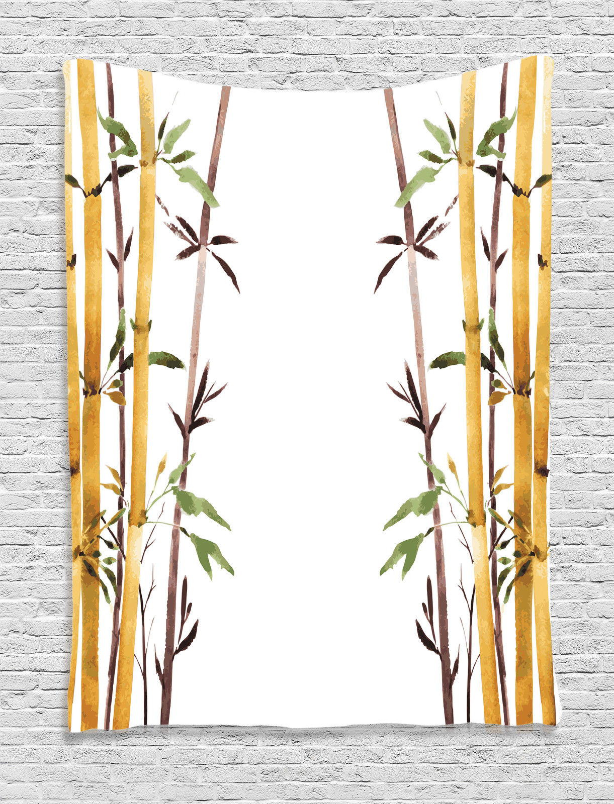 Japanese Garden Bamboo Illustration Modern Style Zen Decor Wall Hanging
