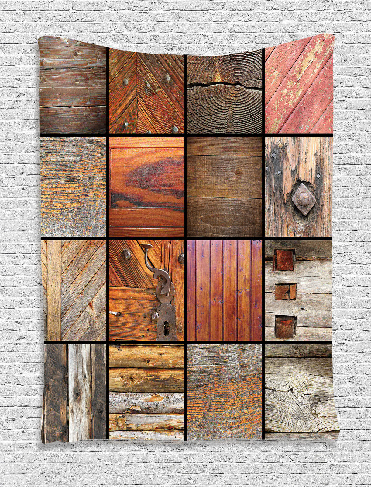 Rustic Decor Pattern with Wood Material Surfaces Art Print Wall Hanging