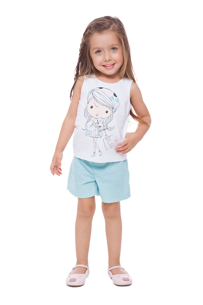 Toddler Girl Outfit Little Girls Graphic Tank Top and Shorts 2pc Set 1