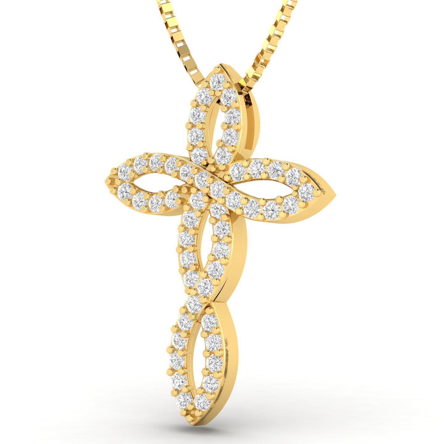1/4ctw Diamond Infinity Cross Pendant in 10k Yellow Gold (0.25ctw, LM