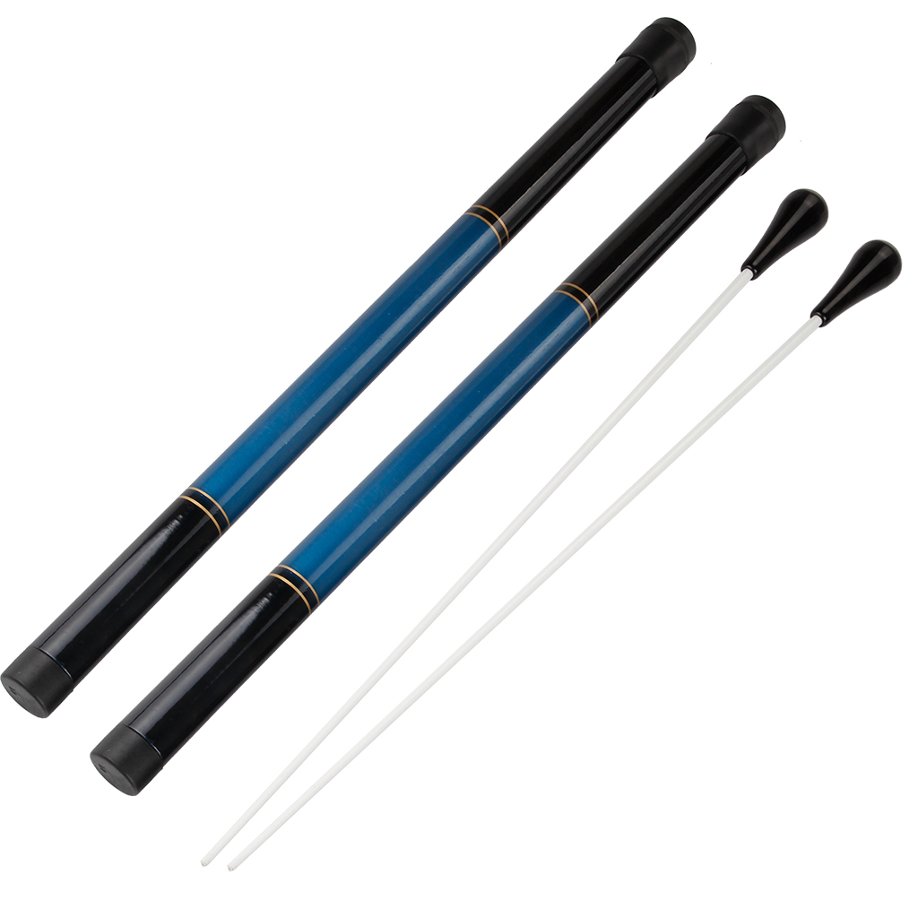 Imitation Agate Handle Music Conductor Batons w/ Case 2Pcs Fiberglass