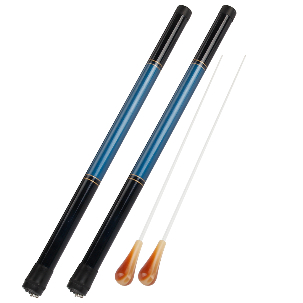 2Pcs Music Conductor Batons Fiberglass Imitation Agate Handle w/ Case