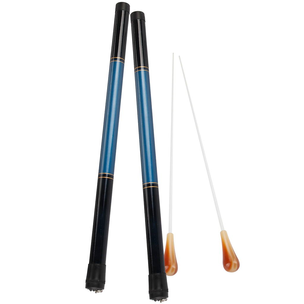 Imitation Agate Handle Music Conductor Batons w/ Case 2Pcs Fiberglass