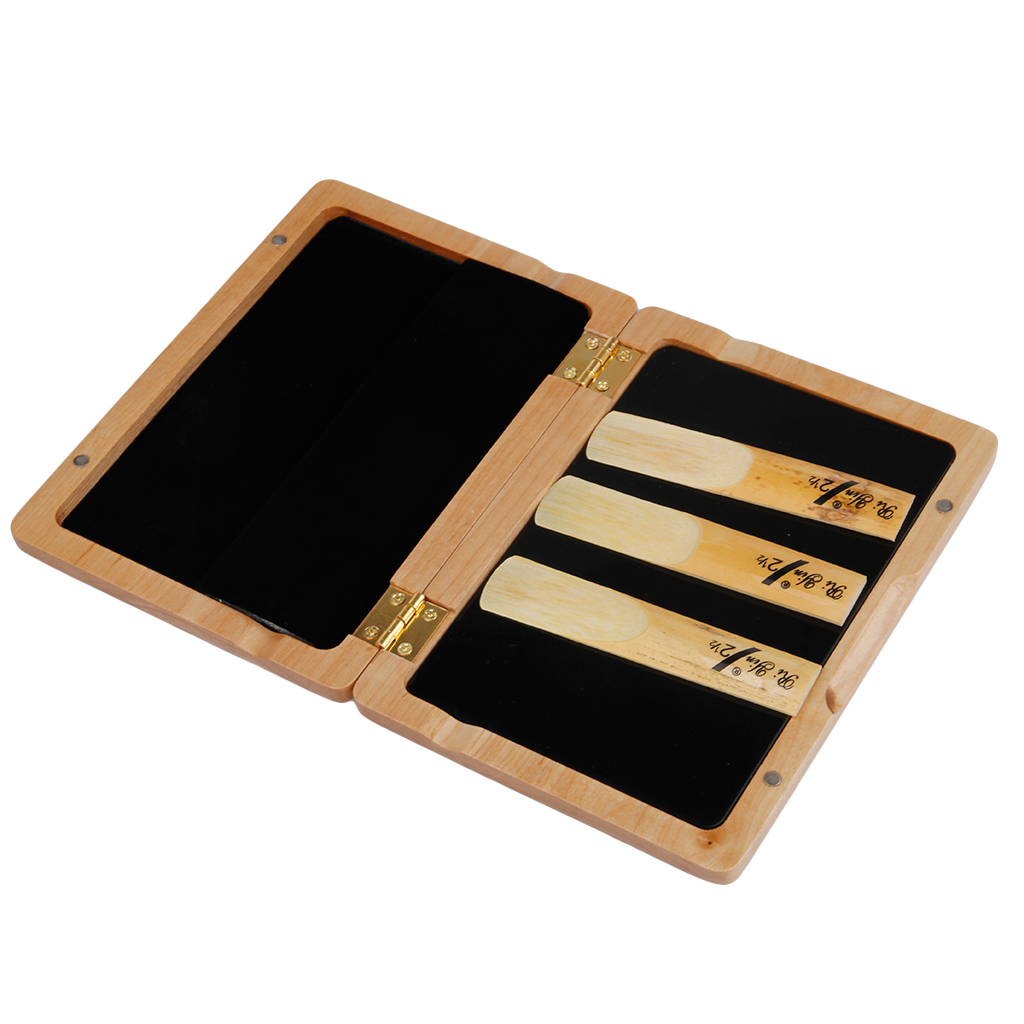 Wood Holder Saxophone Reed Case Woodwind for 6pcs Reeds Maple