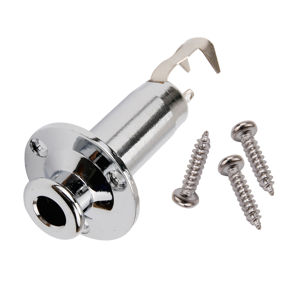 New End Pin Stereo Output Jack 1pc Chrome for Guitar Bass 1/4" eBay