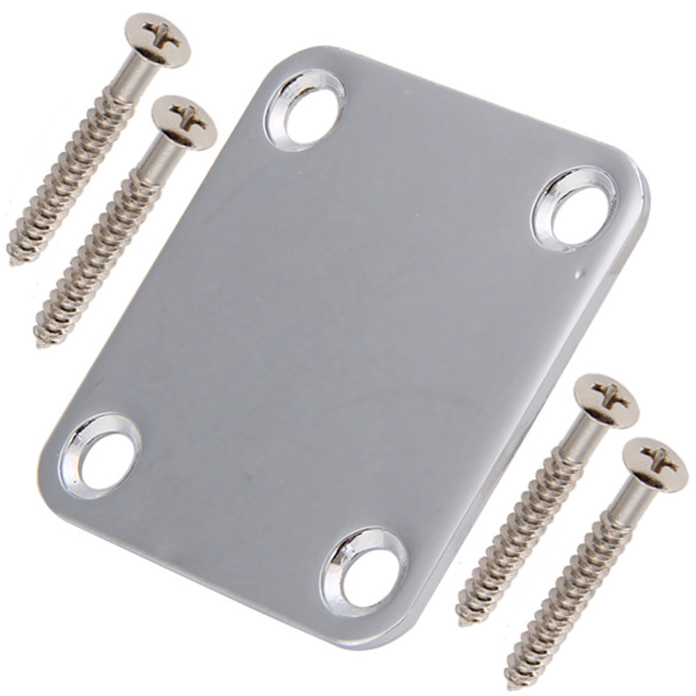 Chrome Guitar Bass Neck Plate for Tele Strat with Screw Square eBay