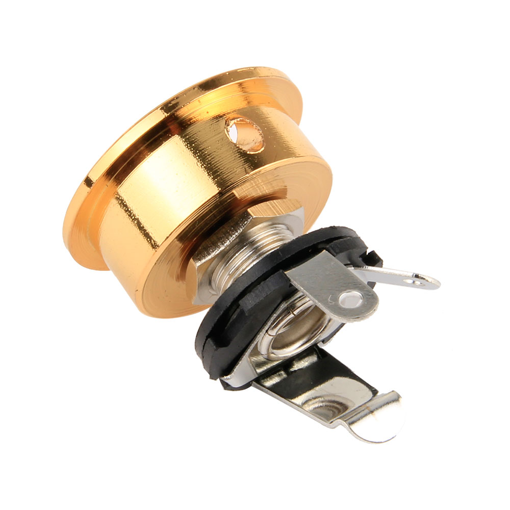 w/ Screws Electric Guitar Jack Socket Gold 6.35mm Plug New