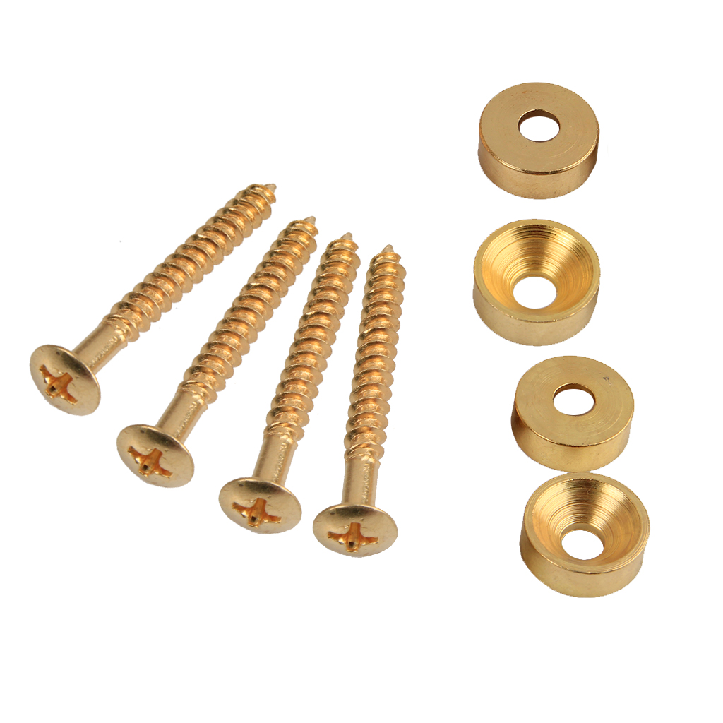 4Pcs Neck Mounting Ferrules Metal Bolts Screws for Electric Guitar Bass
