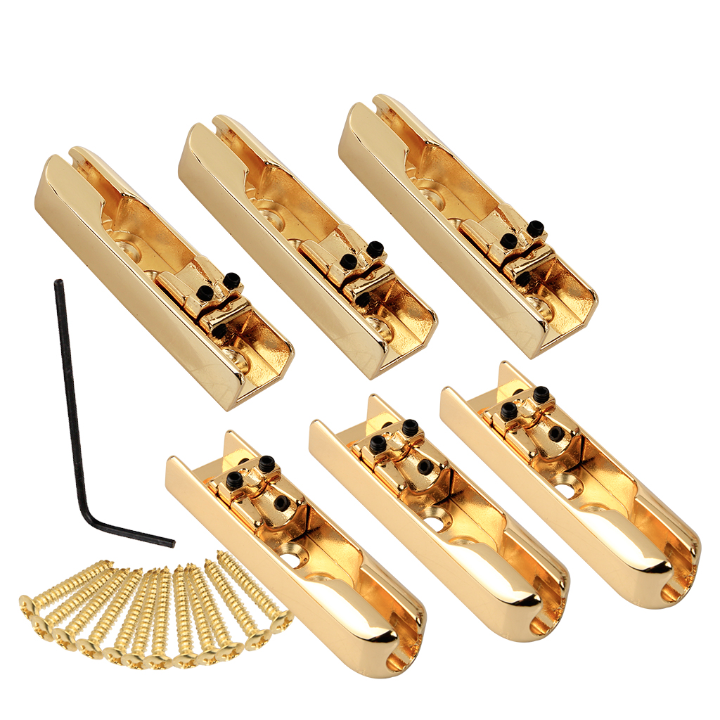 6pcs Adjust 6 String Bass Guitar Bridges Individual Saddle W/ Allen Key