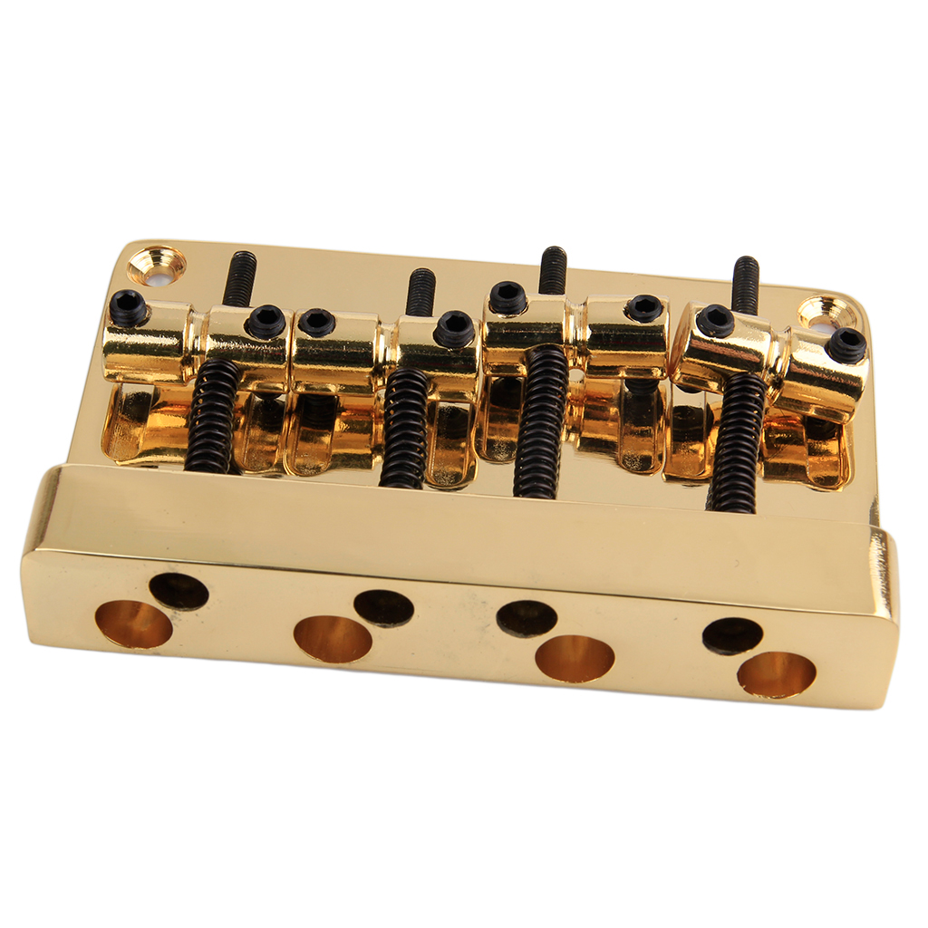 Top Loaded Bass Guitar Bridge 4Holes Hardtail 4 String Assembly Pitch