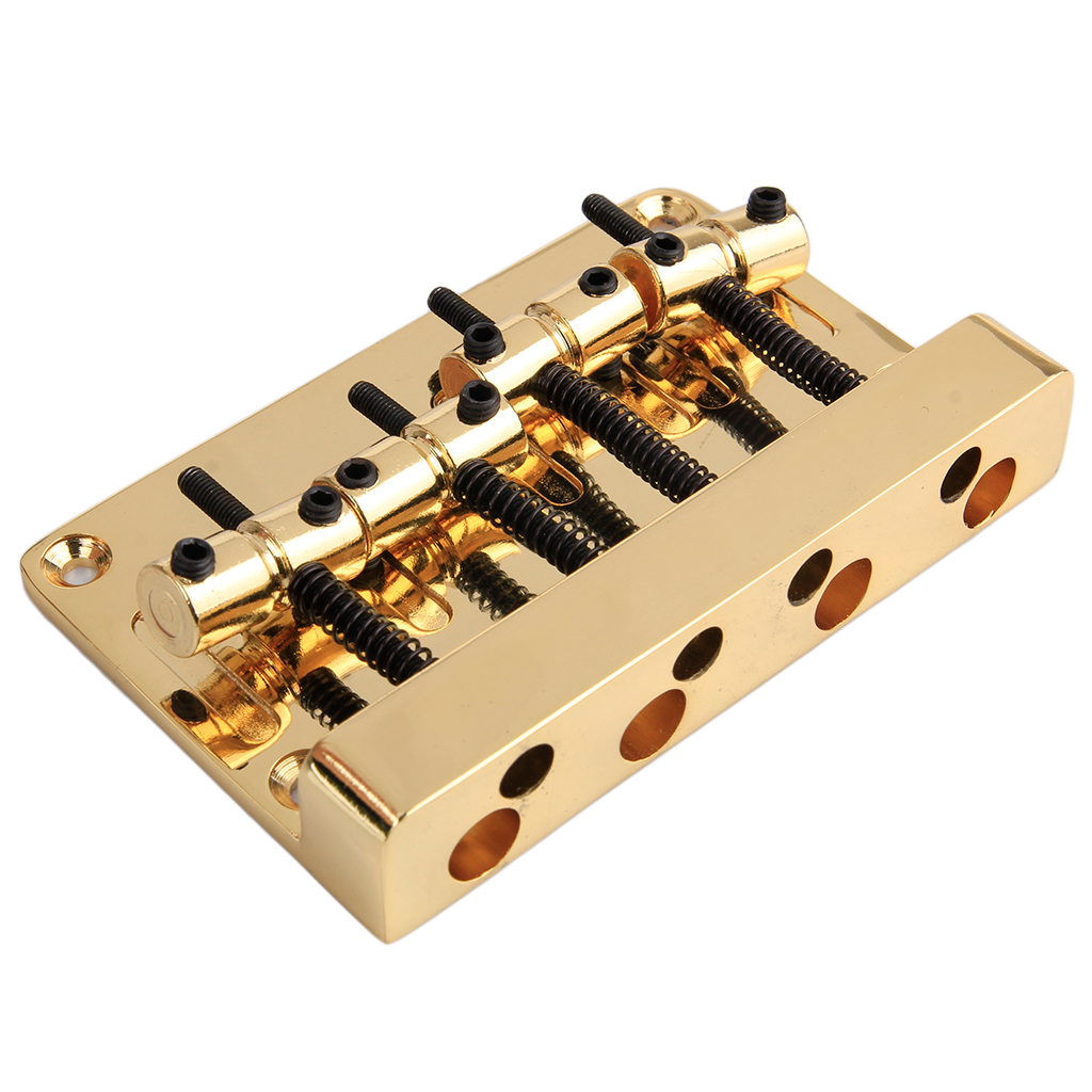 4 String Bass Guitar Bridge Assembly Pitch Top Loaded 4Holes Hardtail