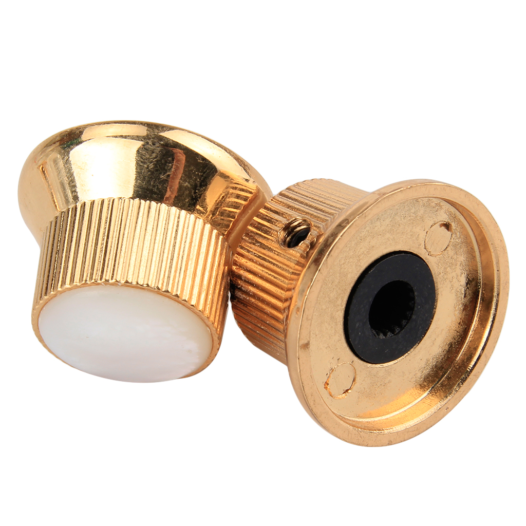 Metal Top Hat Bell Guitar Control Knobs 1/4” Shaft White Pearl Inlay 1