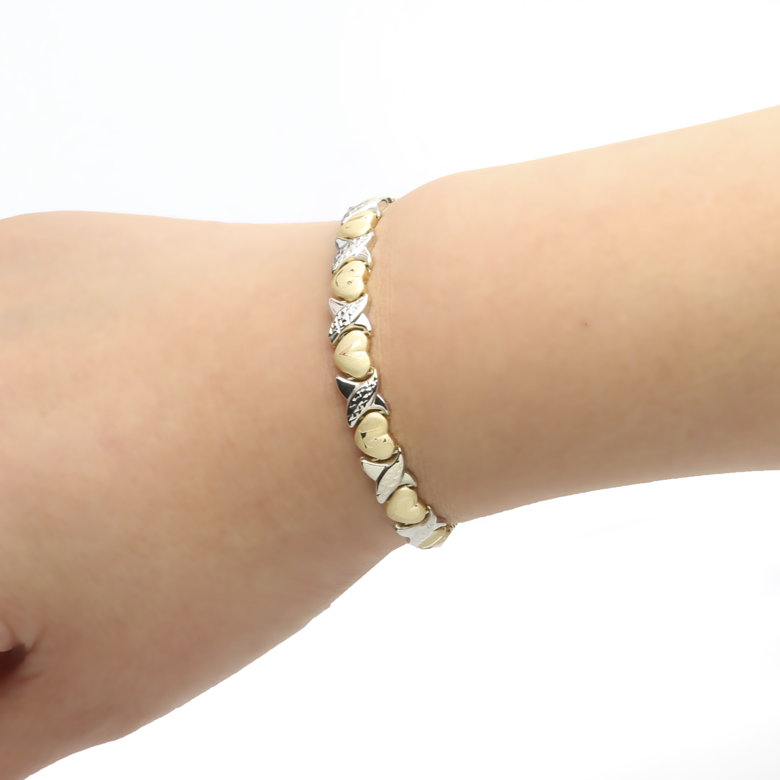 10k Fine Gold Stampato Xoxo X & Heart "I Love You" Chain Bracelet eBay