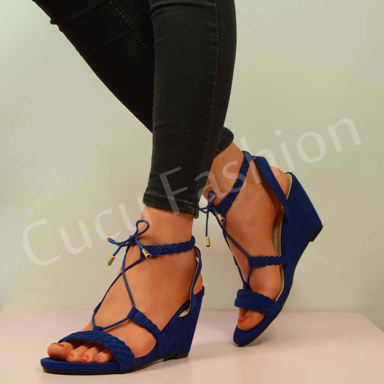 NEW WOMENS LADIES WEDGE LOW HEEL SANDALS ANKLE STRAP WEDGES SHOES SIZE