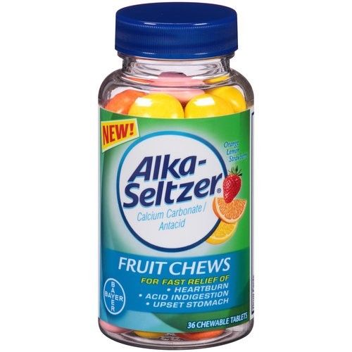 AlkaSeltzer Heartburn Fruit Chews Antacid Chewable Tablets, 36 count