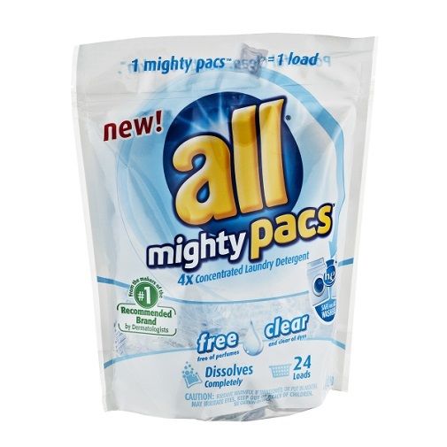 All Concentrated Free & Clear Laundry Detergent Mighty Pacs with Oxi