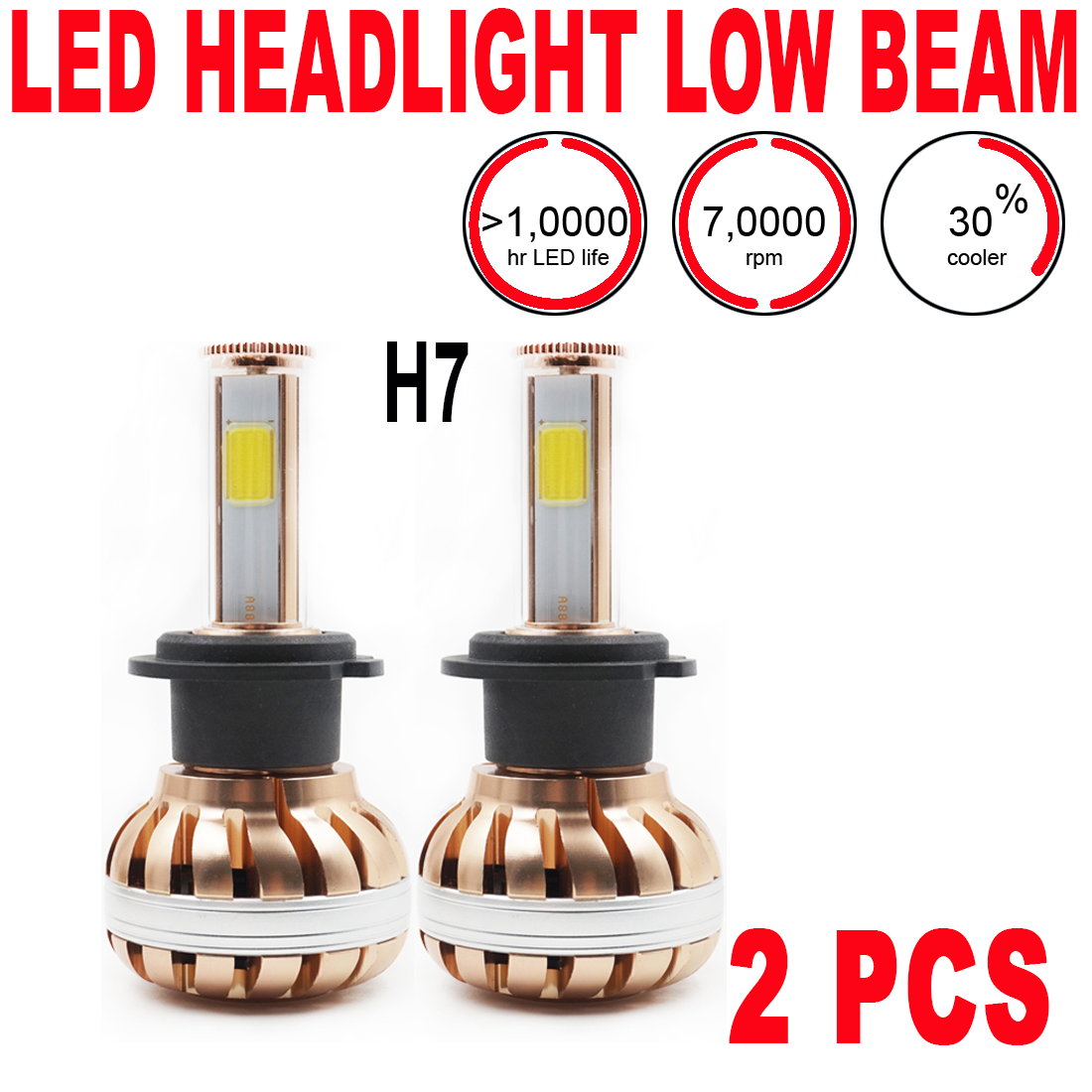 2Pcs LED Low Beam Headlight Bulb Motorcycle 6000K Super White N High