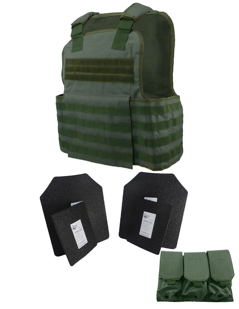 Complete 4 Pc Level III AR500 Steel Body Armor Muircat Molle II Vest