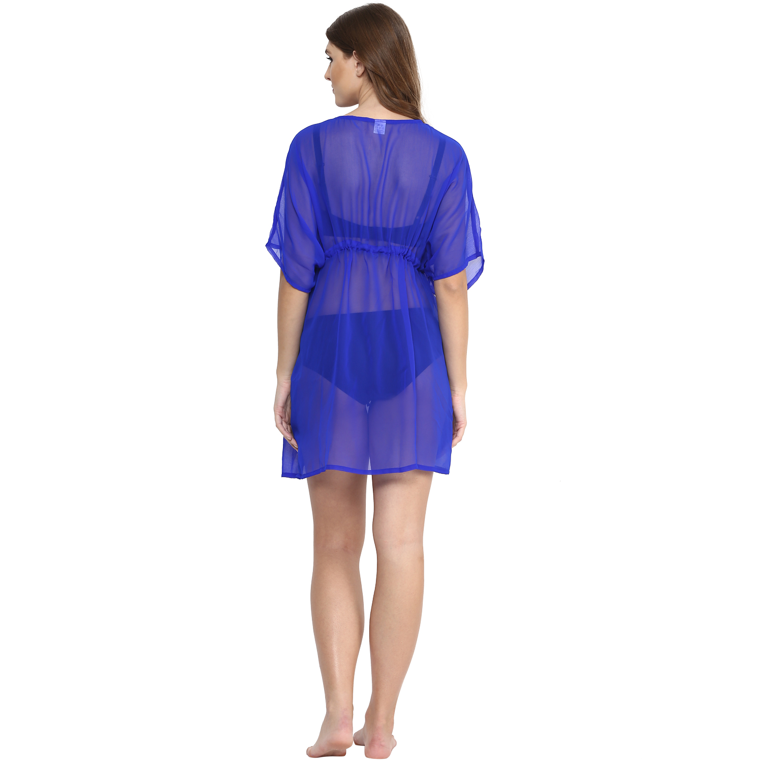 Cover Up Women Drawstring Sheer Solid Plain Beach Swimsuit Wrap One