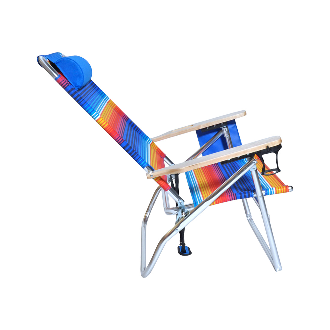 Extra Large High Seat Heavy Duty 4 Position Beach Chair w/ Drink